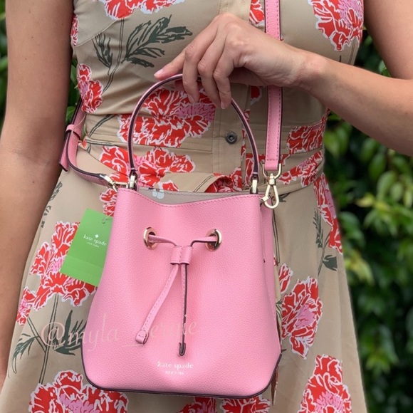 Kate Spade Pink Leather Bucket Crossbody Purse - Picture 11 of 12